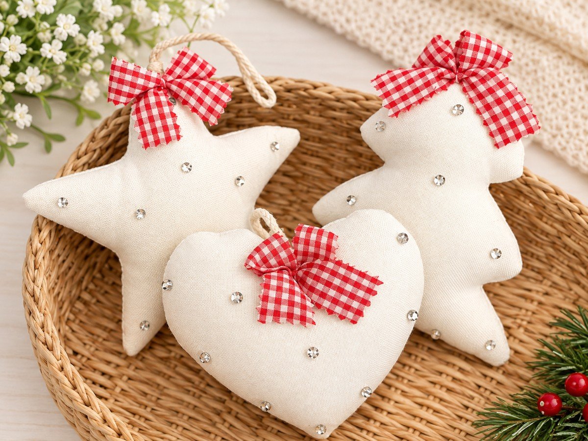 Handmade Fabric Hanging Christmas Decorations