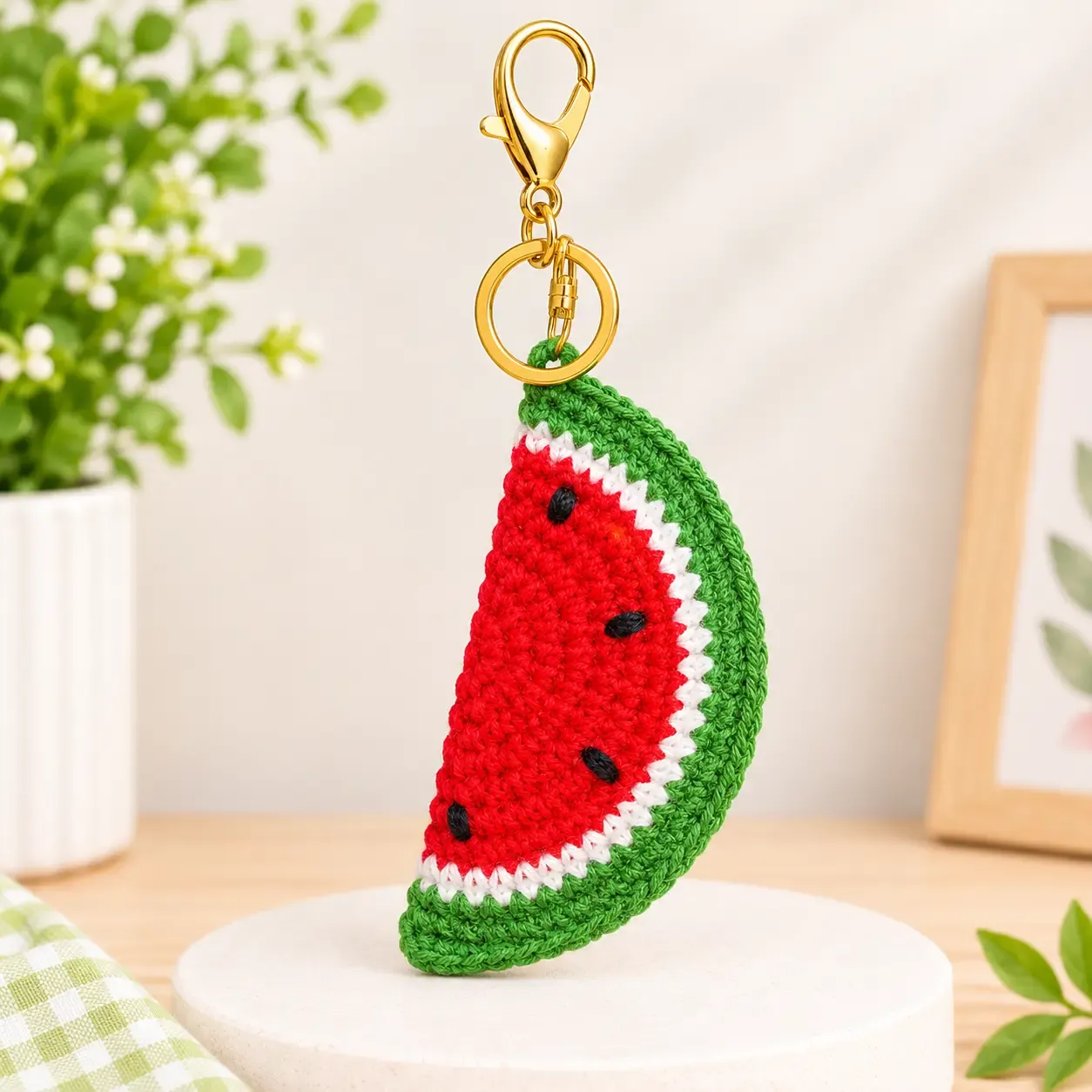 Cute Lemon Crochet Keychain
