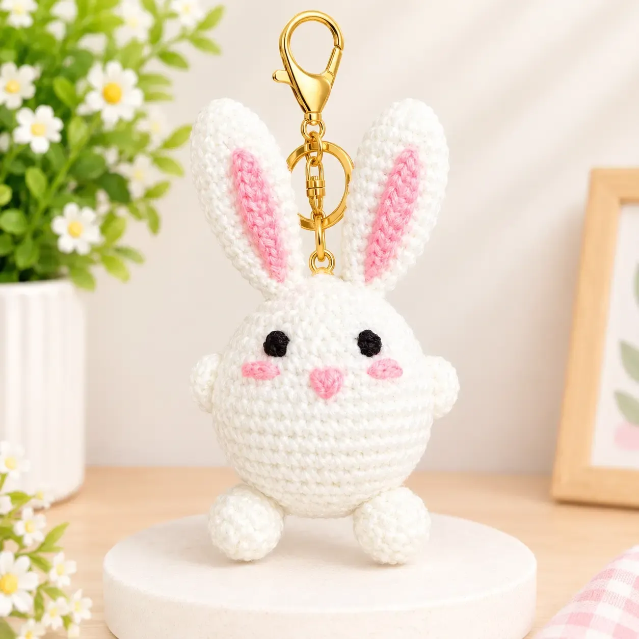 Cute Bunny Crochet Keychain