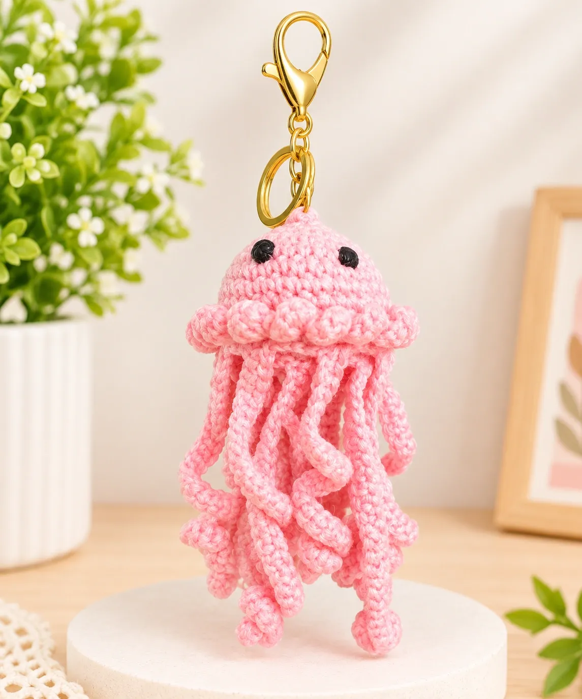 Handmade Crochet Jellyfish Keychain
