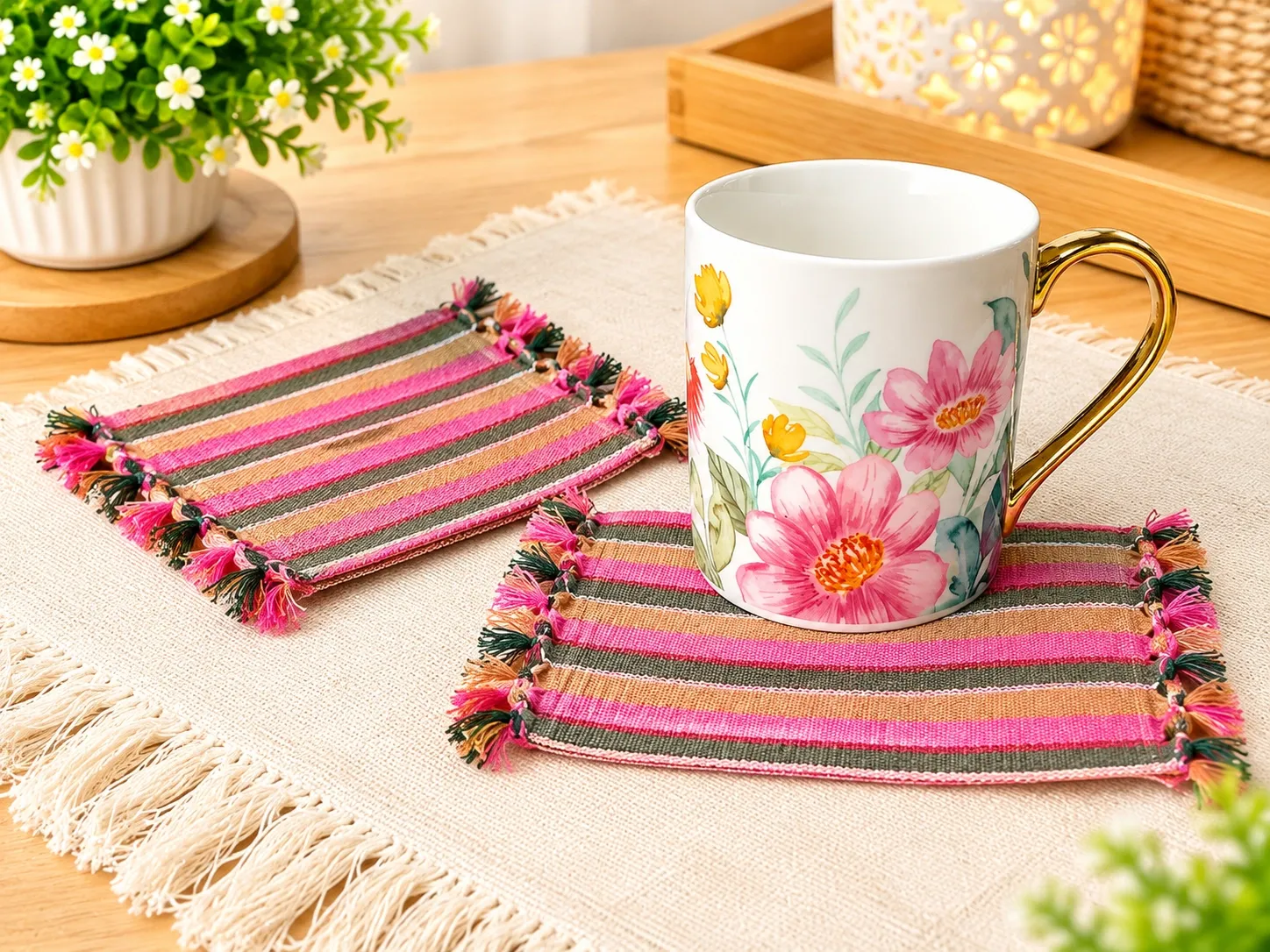 Handwoven square coaster