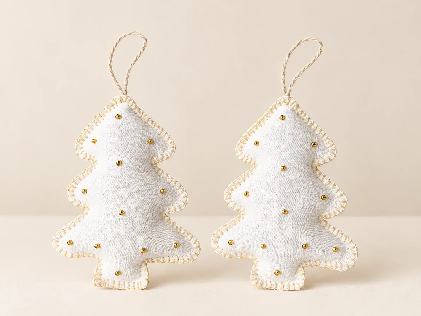 Handmade Felt Heart Christmas Ornaments – Set of 2