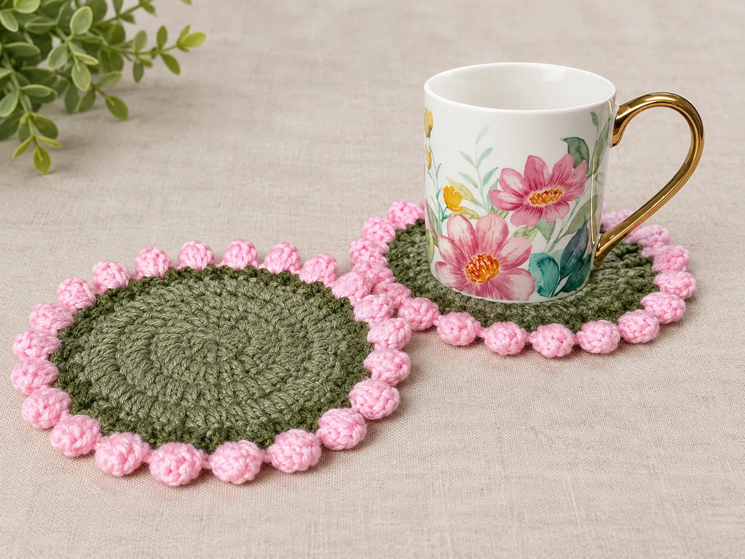Olive green & pink
