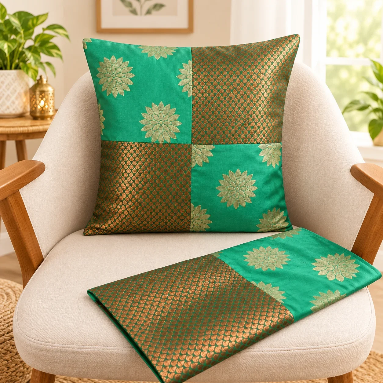 Brocade Patchwork / Green & Gold